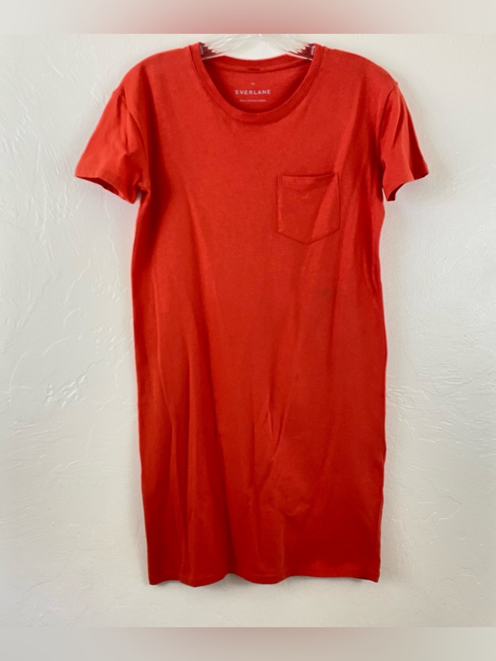 Everlane Size XXS Coral Orange Scoop Neck Short Sleeve T-shirt Mini Dress